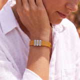 Mustard Yellow Leather Plates Bracelet