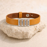Mustard Yellow Plates Leather Bracelet