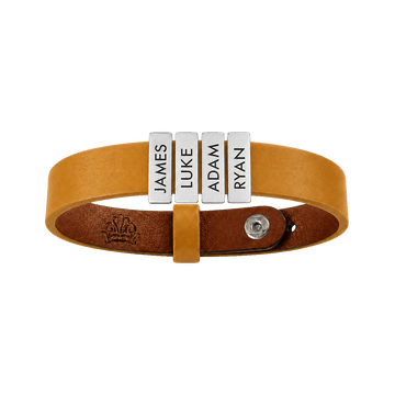 Mustard Yellow Leather Plates Bracelet
