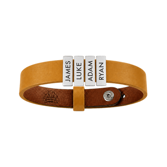 Mustard Yellow Leather Plates Bracelet