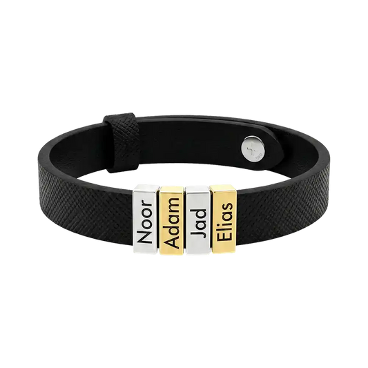 Name Plates Leather Bracelet