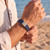 Navy Blue Leather Plates Bracelet