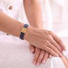 Navy Blue Leather Plates Bracelet