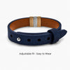 Navy Blue Leather Plates Bracelet