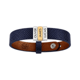 Navy Blue Leather Plates Bracelet