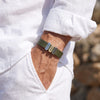 Olive Green Leather Plates Bracelet