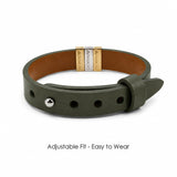 Olive Green Plates Leather Bracelet