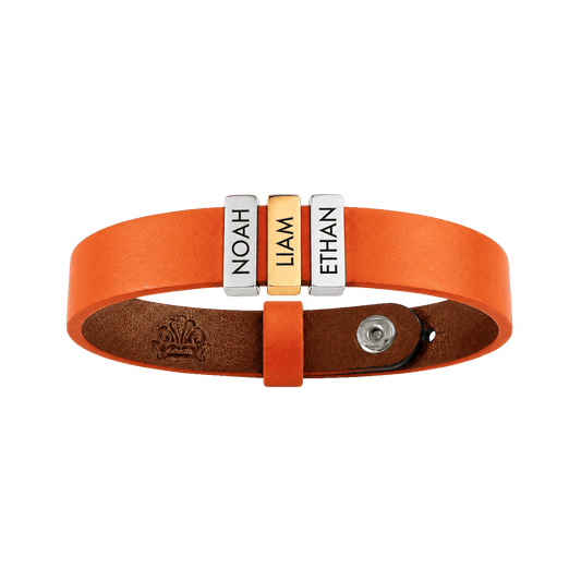 Coral Orange Leather Plates Bracelet
