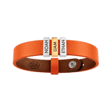 Coral Orange Leather Plates Bracelet