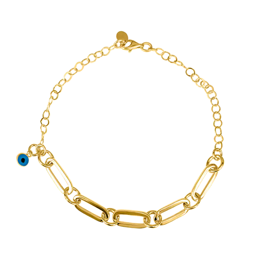 Paper Clip Evil Eye Bracelet