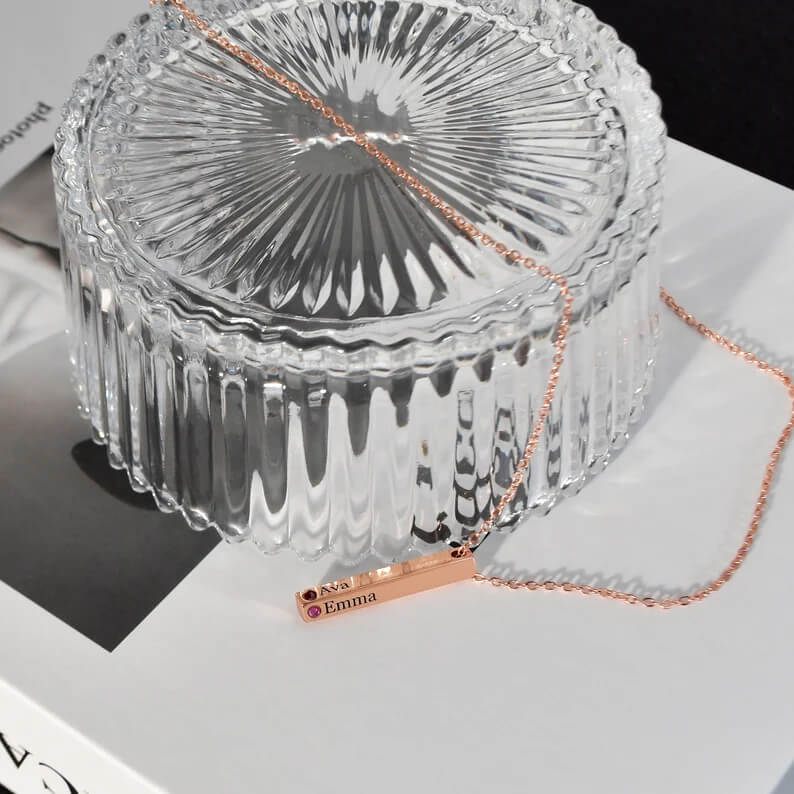 Cubic Birthstones Bar Women's Necklace