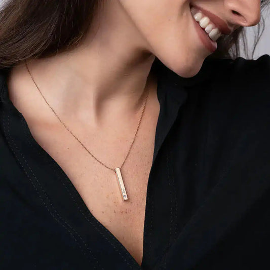 Cubic Birthstones Bar Women's Necklace