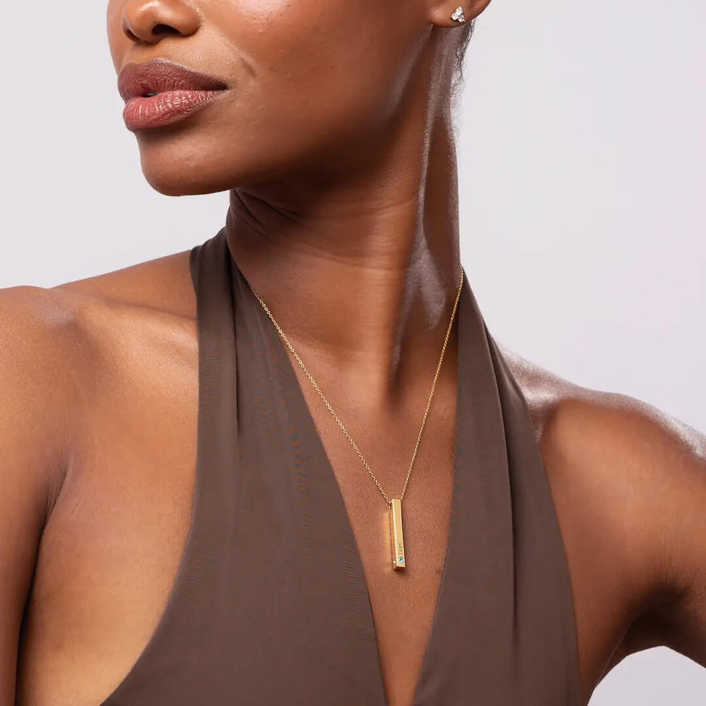 Cubic Birthstones Bar Women's Necklace