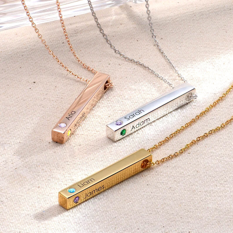 Cubic Birthstones Bar Women's Necklace