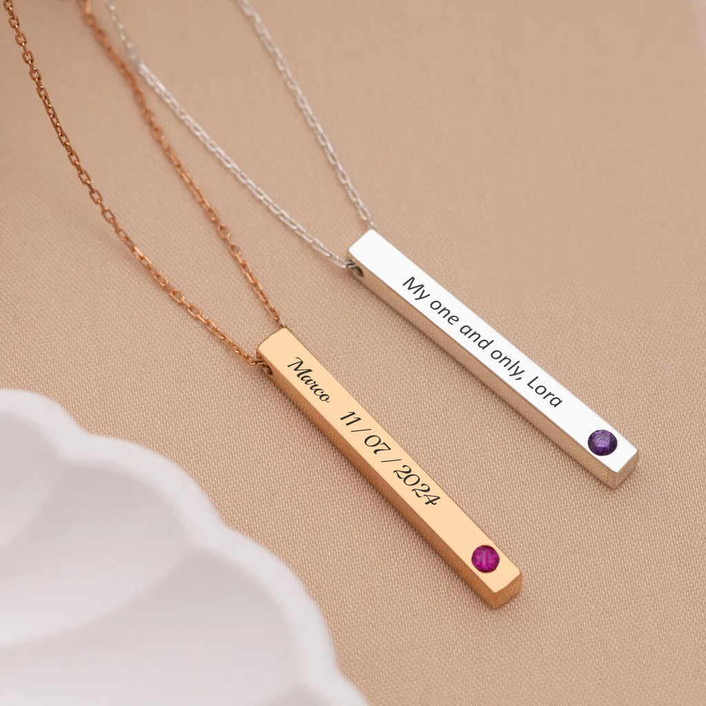 Cubic Birthstones Bar Women's Necklace