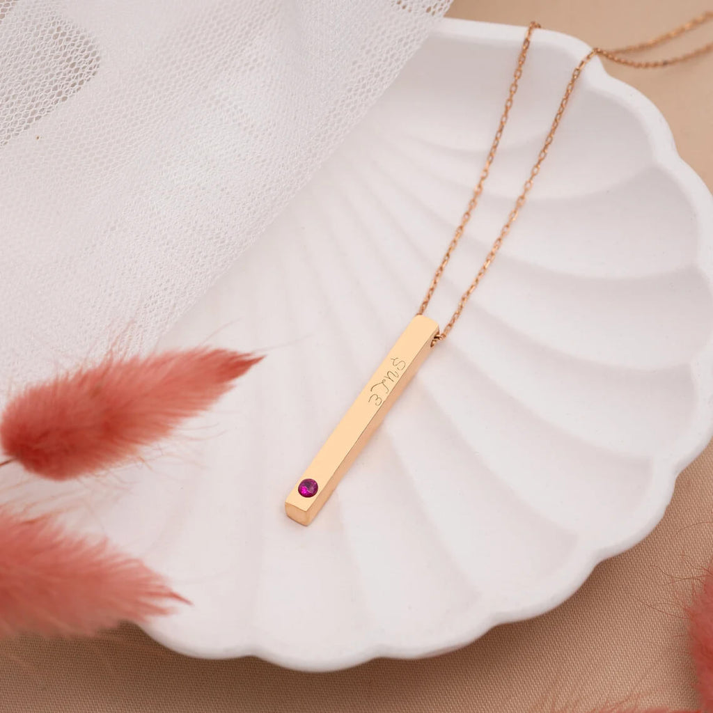 Cubic Birthstones Bar Women's Necklace