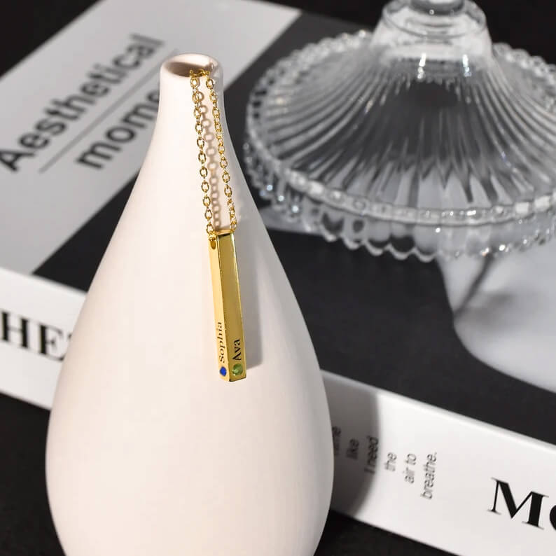 Cubic Birthstones Bar Women's Necklace