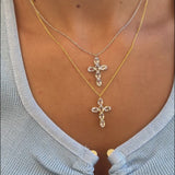 Cross Oval Diamond Necklace