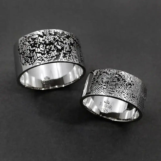 Custom Fingerprint Flat Ring Ring - Pegor Jewelry