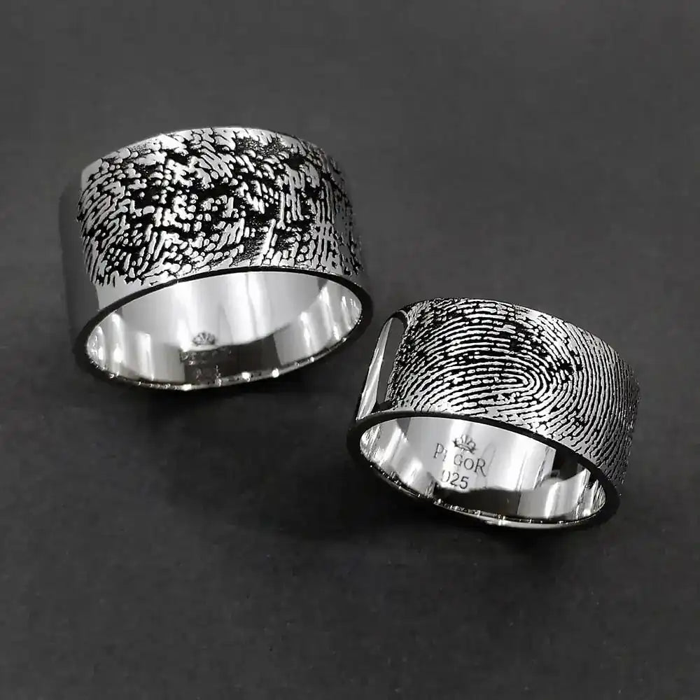 Custom Fingerprint Flat Ring Ring - Pegor Jewelry