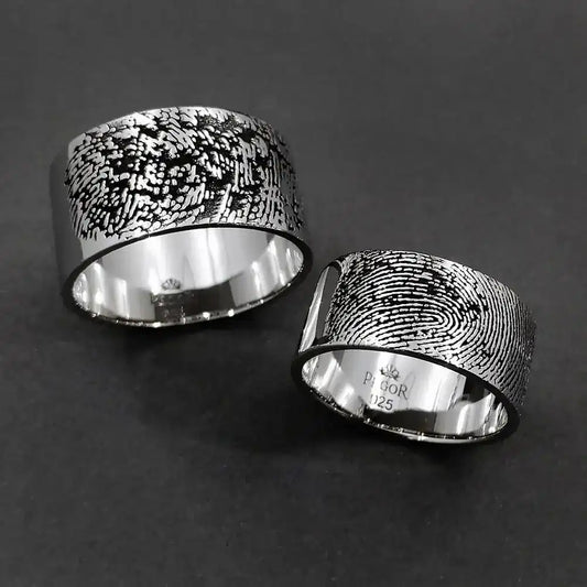Custom Fingerprint Flat Ring Ring - Pegor Jewelry
