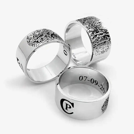 Custom Fingerprint Flat Ring Ring - Pegor Jewelry