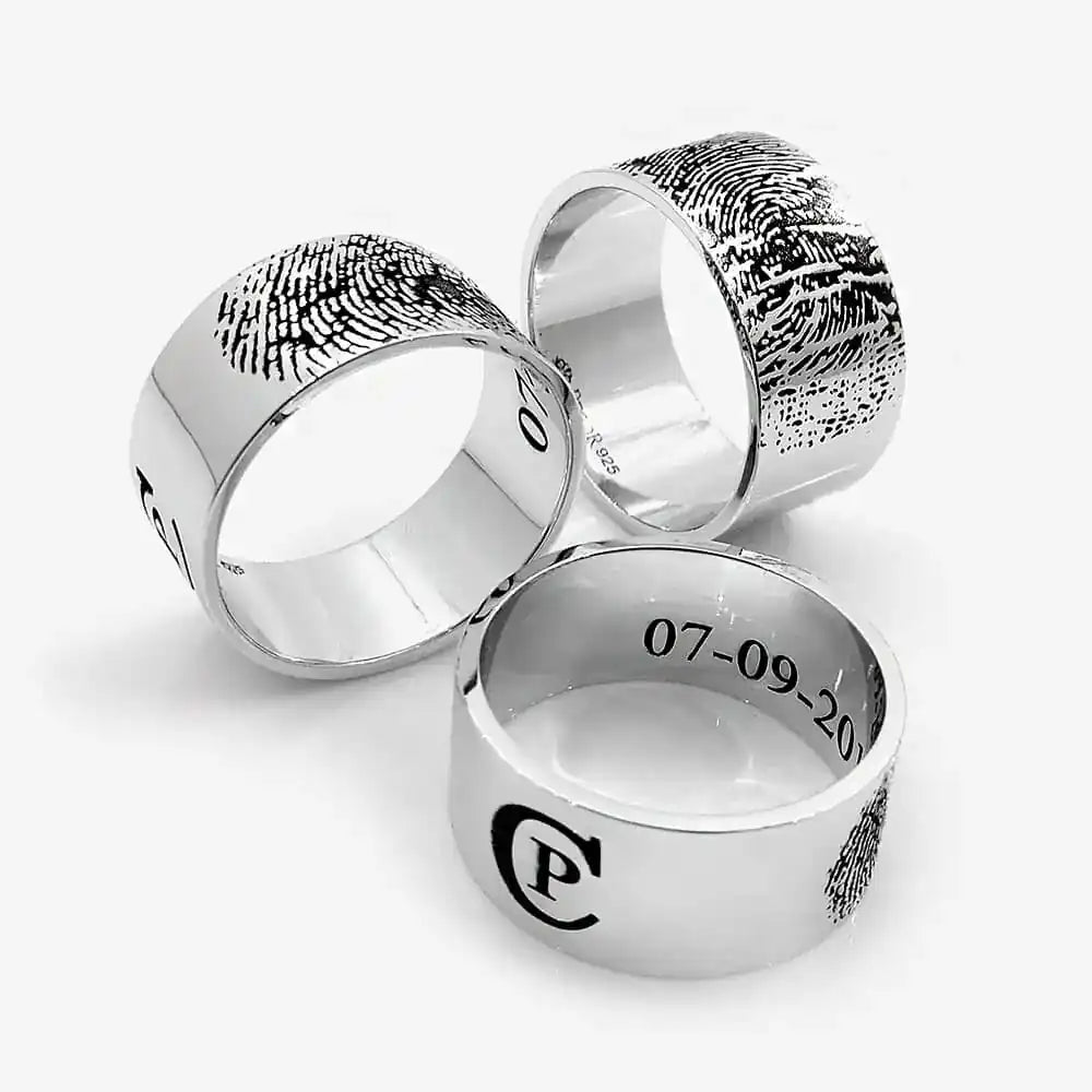 Custom Fingerprint Flat Ring Ring - Pegor Jewelry