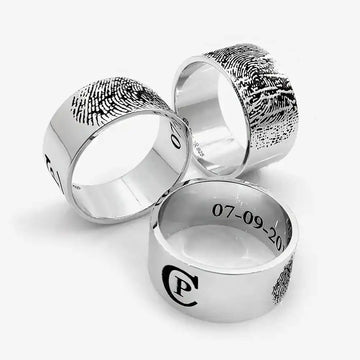 Custom Fingerprint Flat Ring Ring - Pegor Jewelry