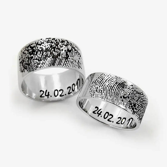 Custom Fingerprint Flat Ring Ring - Pegor Jewelry