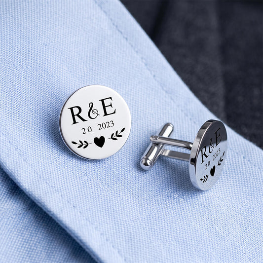 Round Engraved Cuff Links
