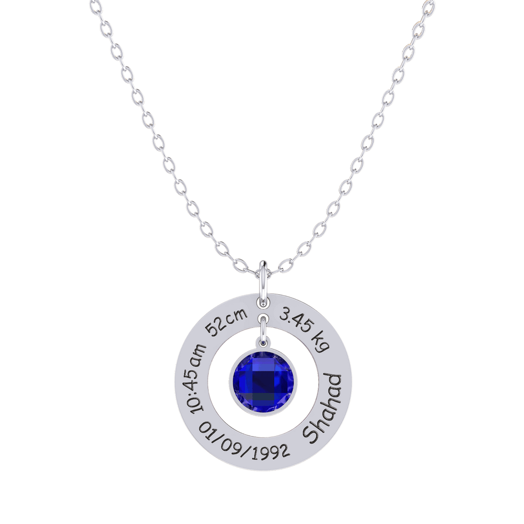 Round Pendant Birthstone Necklace