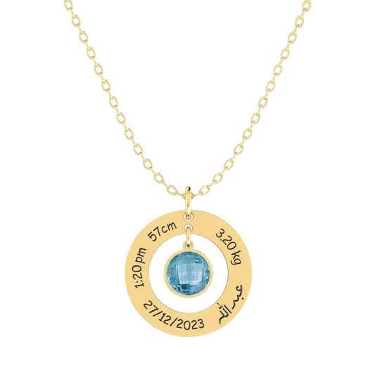Round Pendant Birthstone Necklace