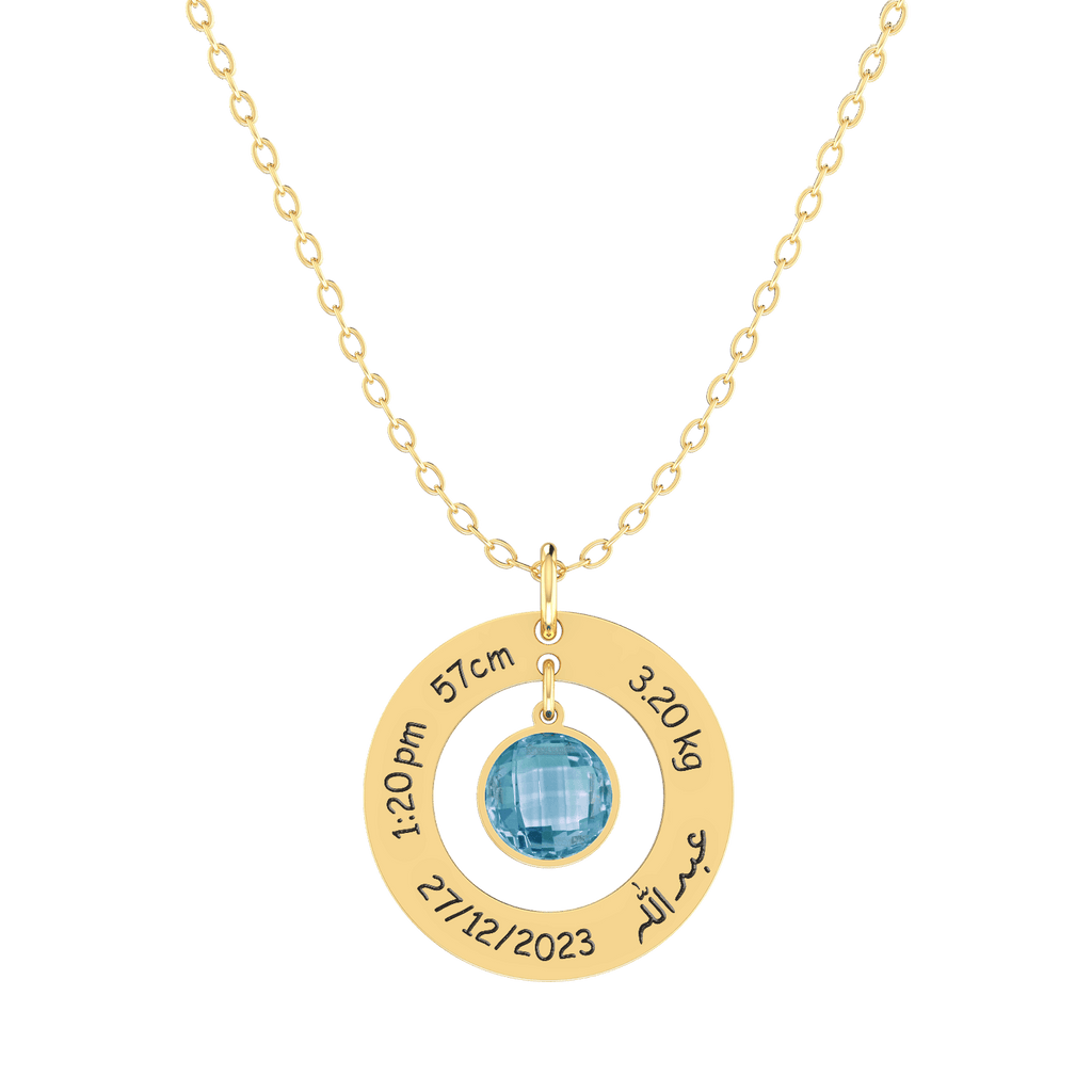 Round Pendant Birthstone Necklace