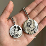 Round Photo Engraved Keychain