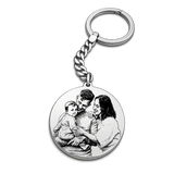 Round Photo Engraved Keychain