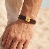 Square Plate Leather Bracelet