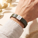 Square Plate Leather Bracelet