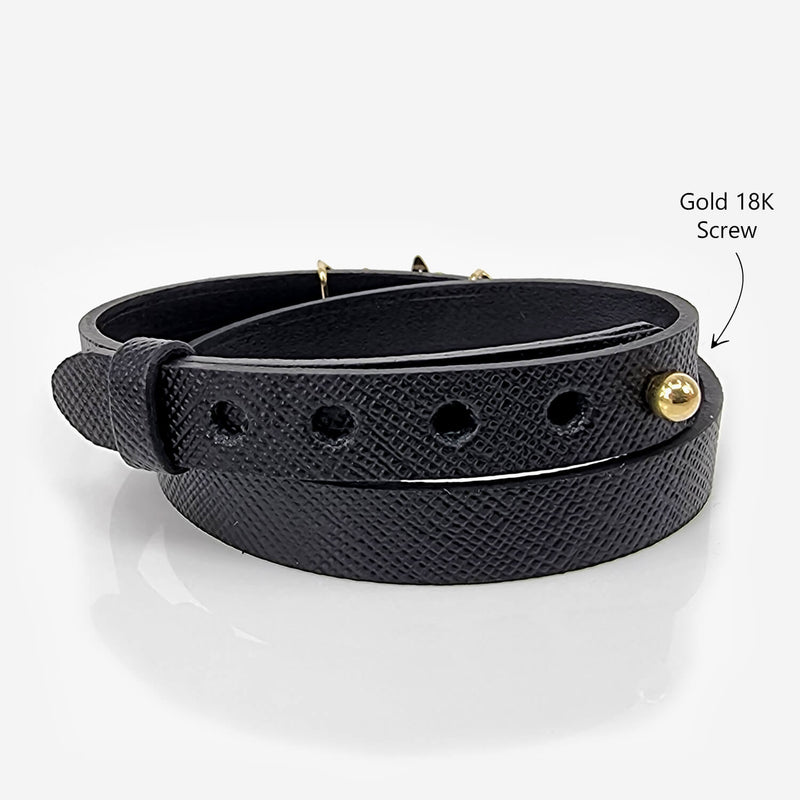 Custom Name Gold 18K Leather Bracelet