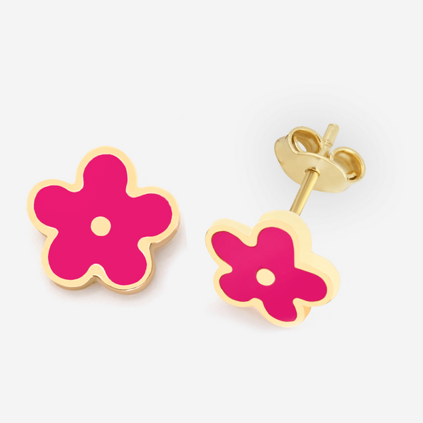 18K Gold Flower Baby Stud Earrings Earrings Gold 18K - Pegor Jewelry