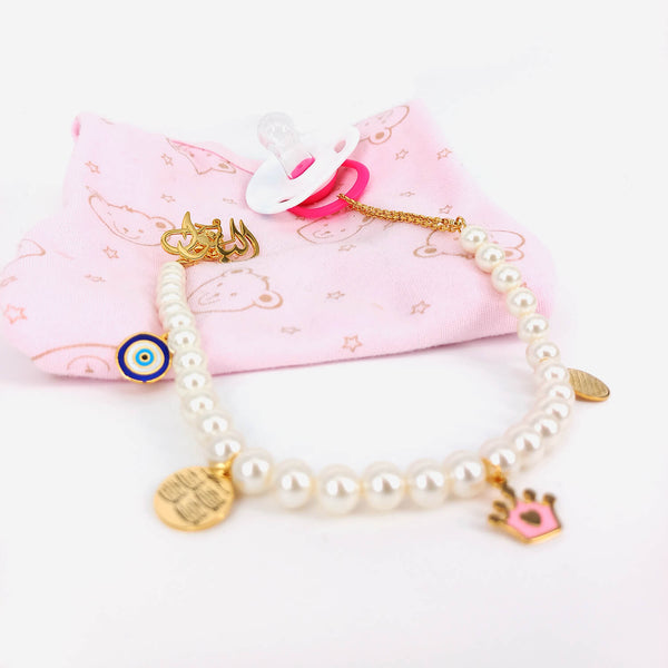 18K Gold Baby Brooch with Pacifier Holder
