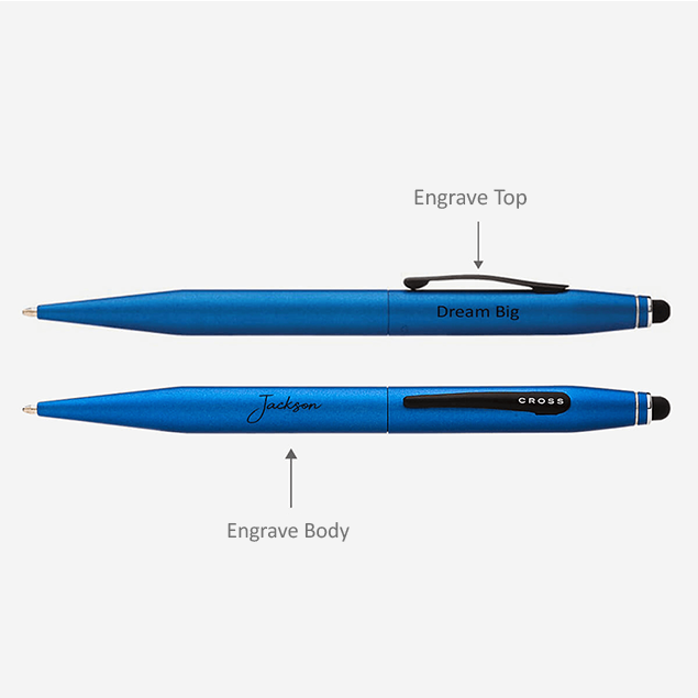 Cross Tech 2 Ballpoint Pens Pen Blue / Engraved - Pegor Jewelry
