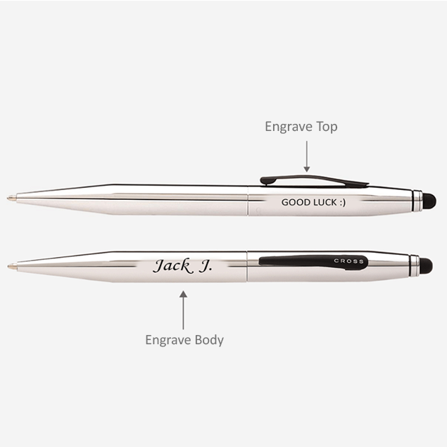Cross Tech 2 Ballpoint Pens Pen Chrome / Engraved - Pegor Jewelry