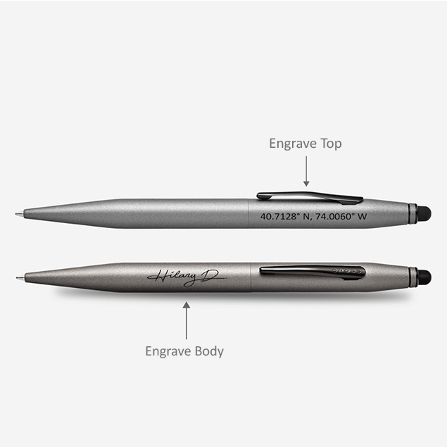Cross Tech 2 Ballpoint Pens Pen Grey / Engraved - Pegor Jewelry