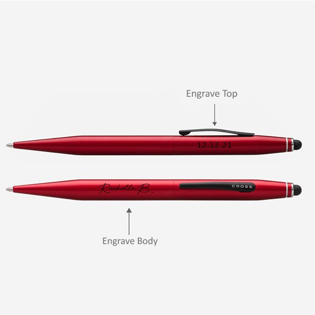 Cross Tech 2 Ballpoint Pens Pen Crimson Red / Engraved - Pegor Jewelry