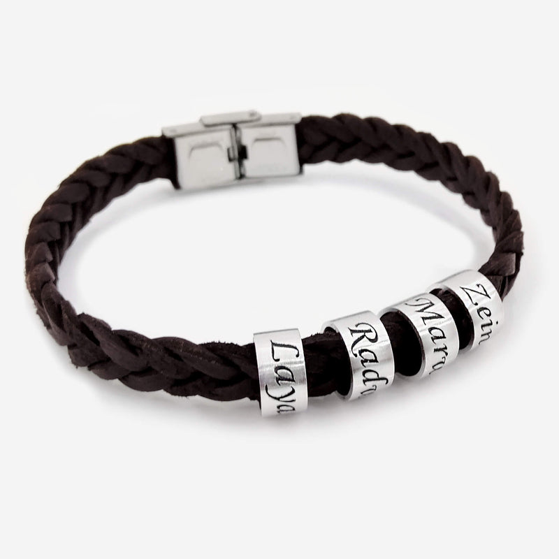 Custom Names Braided Leather Bracelet Bracelet - Pegor Jewelry