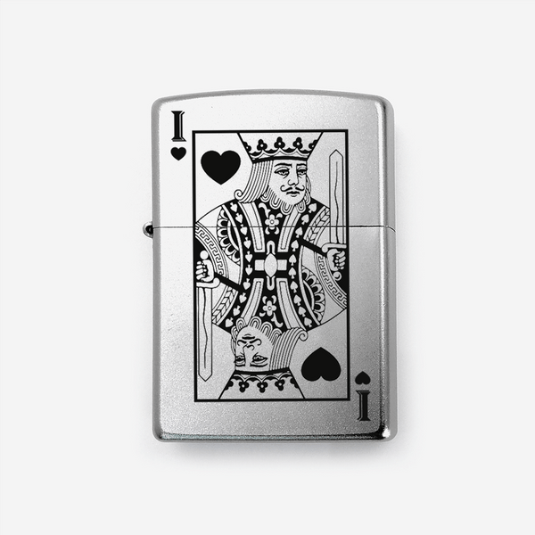 King Play Card Zippo Lighter Lighter Brushed - Pegor Jewelry