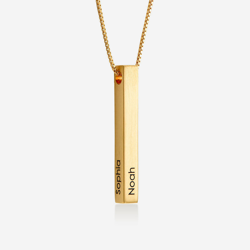 Rectangular Silver Bar Necklace Gold / Matt / For Men - Pegor Jewelry