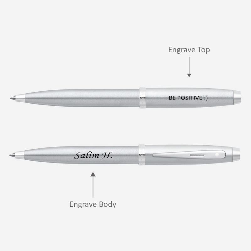 Sheaffer Glossy Ballpoint Pen Pen Chrome / Engraved - Pegor Jewelry
