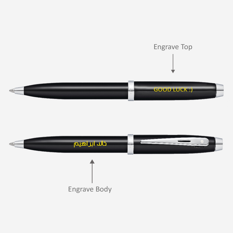 Sheaffer Glossy Ballpoint Pen Pen Black-Silver / Engraved - Pegor Jewelry