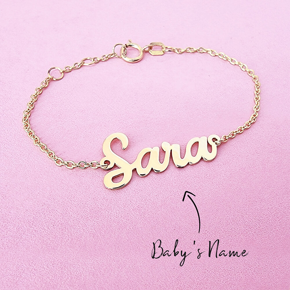 18K Gold Baby Name Bracelet - Pegor Jewelry